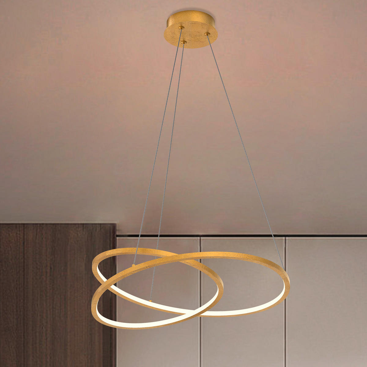 LED-PENDELLEUCHTE 48/48/150 cm  - Goldfarben, Design, Metall (48/48/150cm)