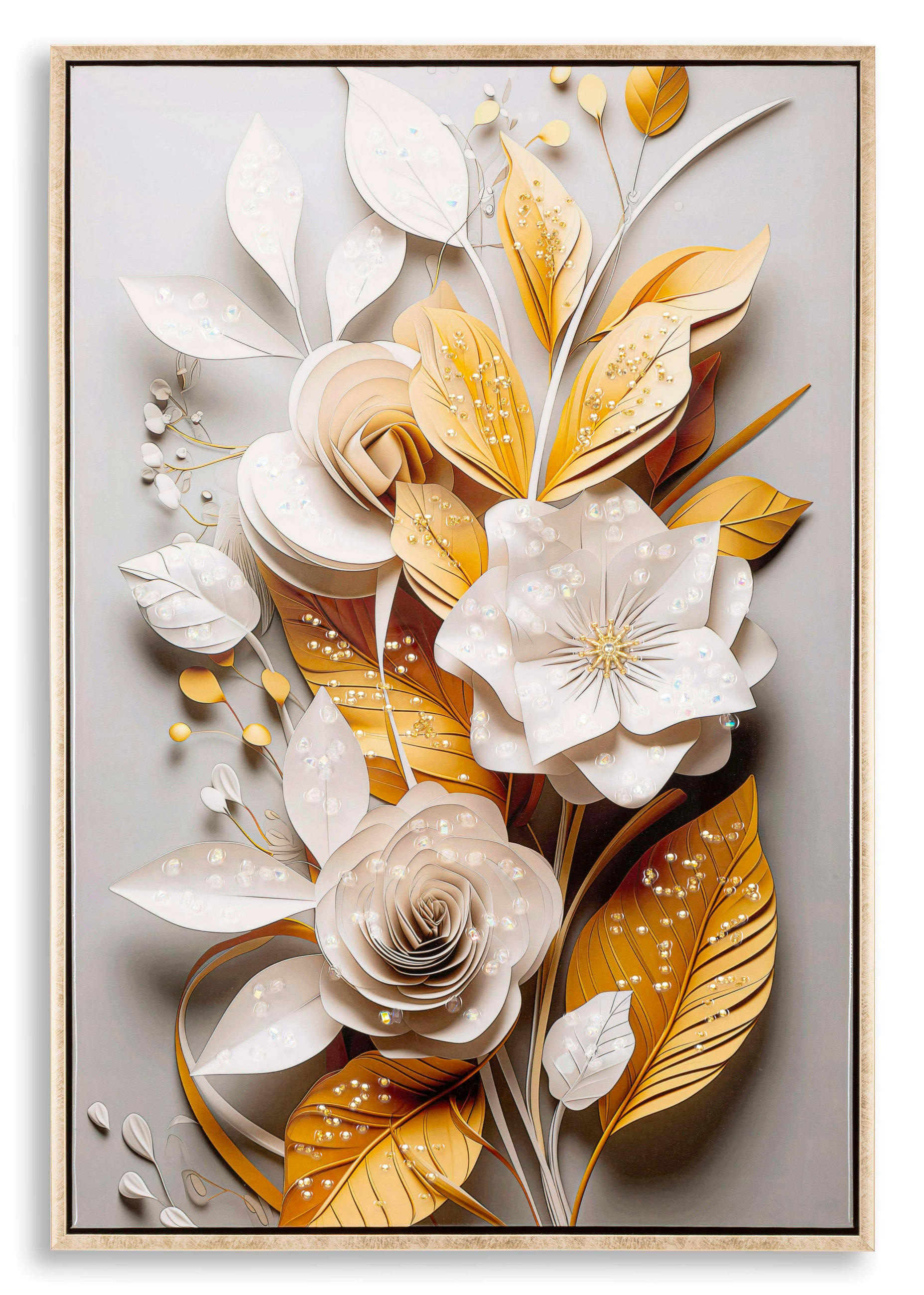 LEINWANDBILD Blumen  - Goldfarben, Basics, Holz/Textil (42/62/3.5cm)