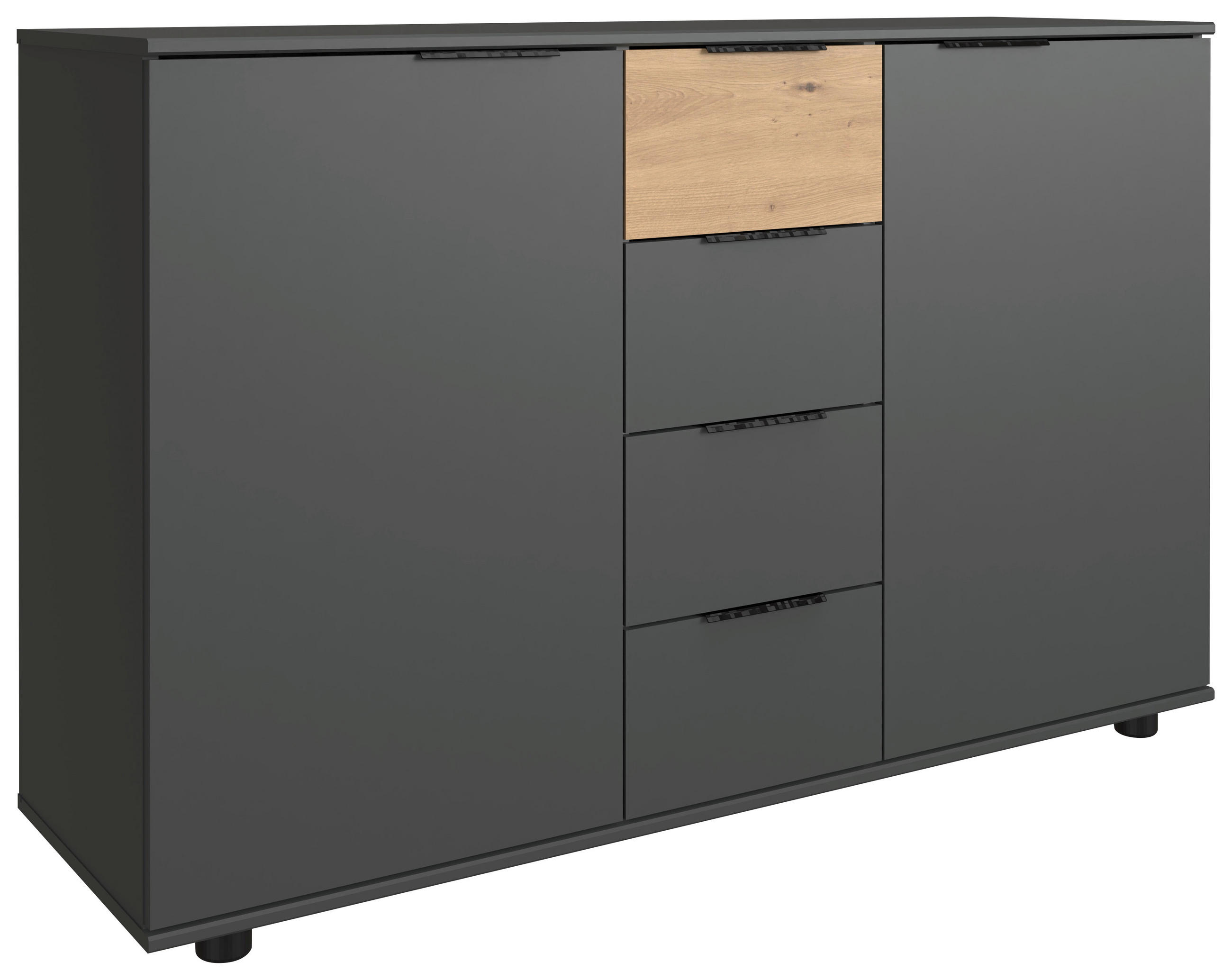 SIDEBOARD  in 130/83/41 cm  - Eichefarben/Schwarz, Design, Holzwerkstoff/Kunststoff (130/83/41cm) - MID.YOU