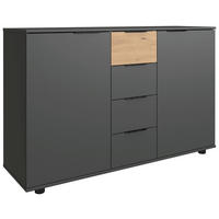 SIDEBOARD  in 130/83/41 cm  - Eichefarben/Schwarz, Design, Holzwerkstoff/Kunststoff (130/83/41cm) - MID.YOU