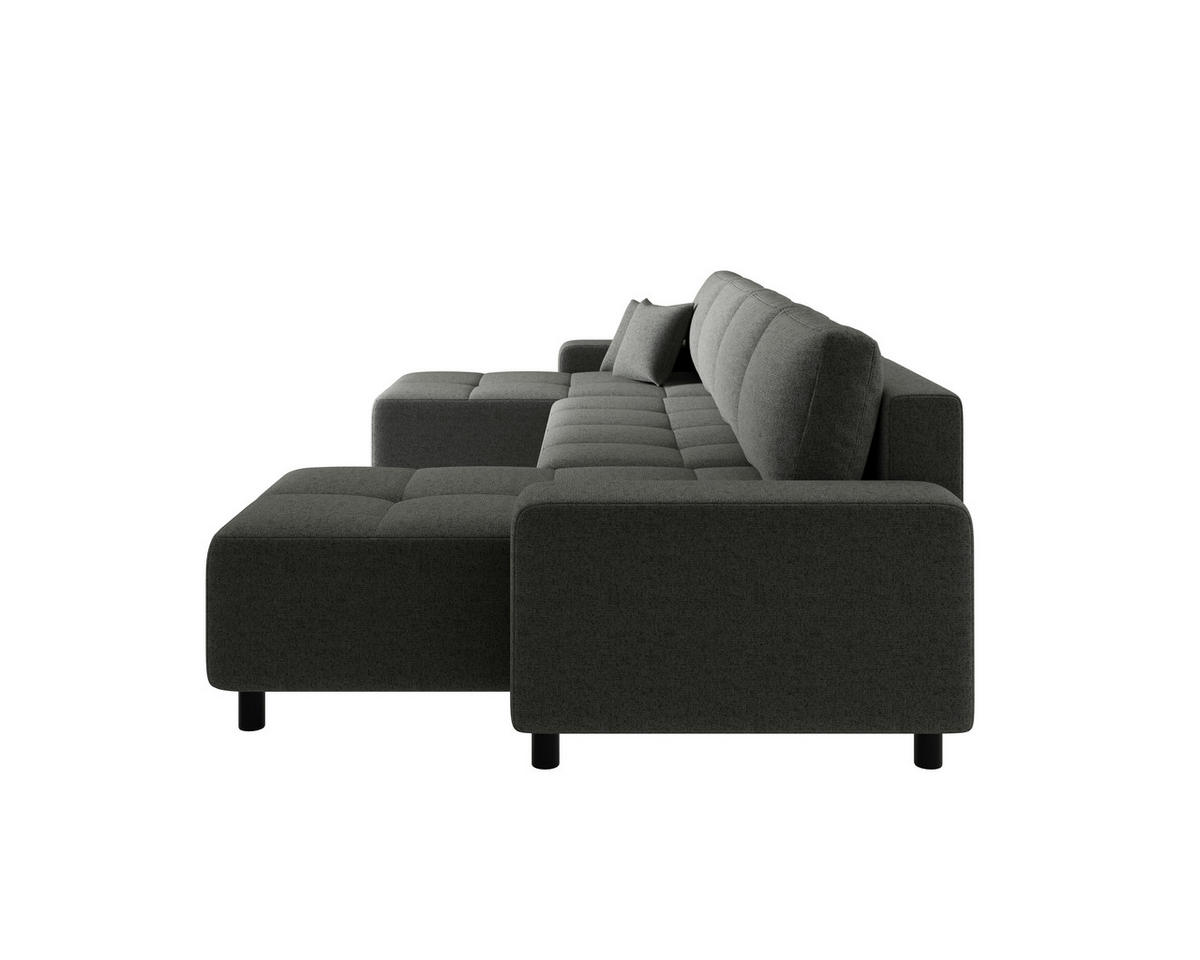 WOHNLANDSCHAFT Dunkelgrau Jacquard  - Dunkelgrau/Schwarz, MODERN, Kunststoff/Textil (144/318/144cm) - Carryhome