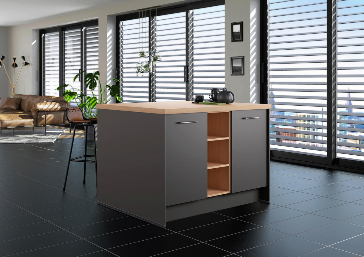 KÜCHENINSEL 123,4/91,8/96,6 cm  in Graphitfarben, Eichefarben  - Edelstahlfarben/Eichefarben, Basics, Holzwerkstoff/Metall (123,4/91,8/96,6cm) - Impuls