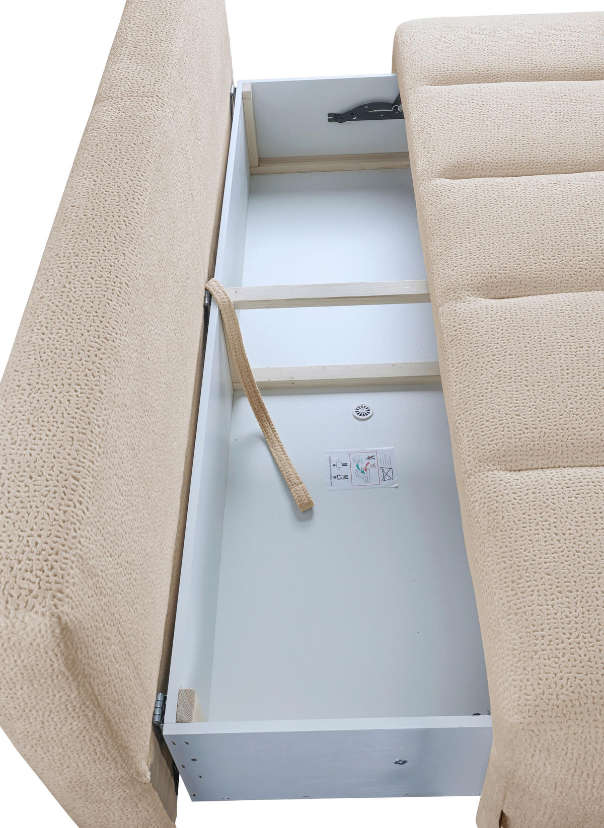 SCHLAFSOFA  mit Bettkasten erhältlich, Bettfunktion erhältlich Struktur Beige  - Beige/Creme, Design, Holz/Textil (209/100/103cm) - MID.YOU