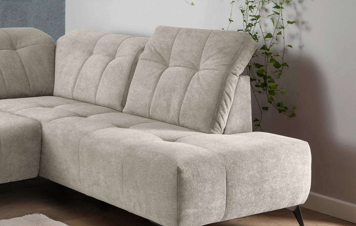 WOHNLANDSCHAFT Chenille Beige  - Beige/Schwarz, Modern, Textil/Metall (200/337/180cm) - Livetastic