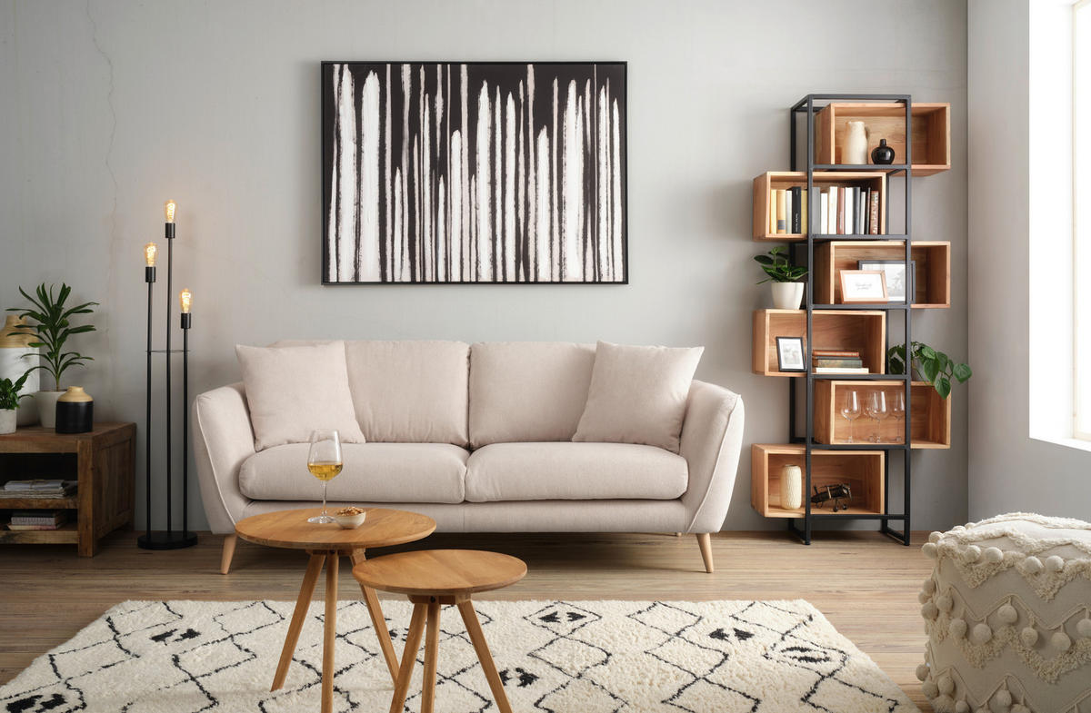 2-SITS SOFFA i textil beige  - beige/naturfärgad, Romantik / Lanthus, textil (190/70/47/97cm) - MID.YOU