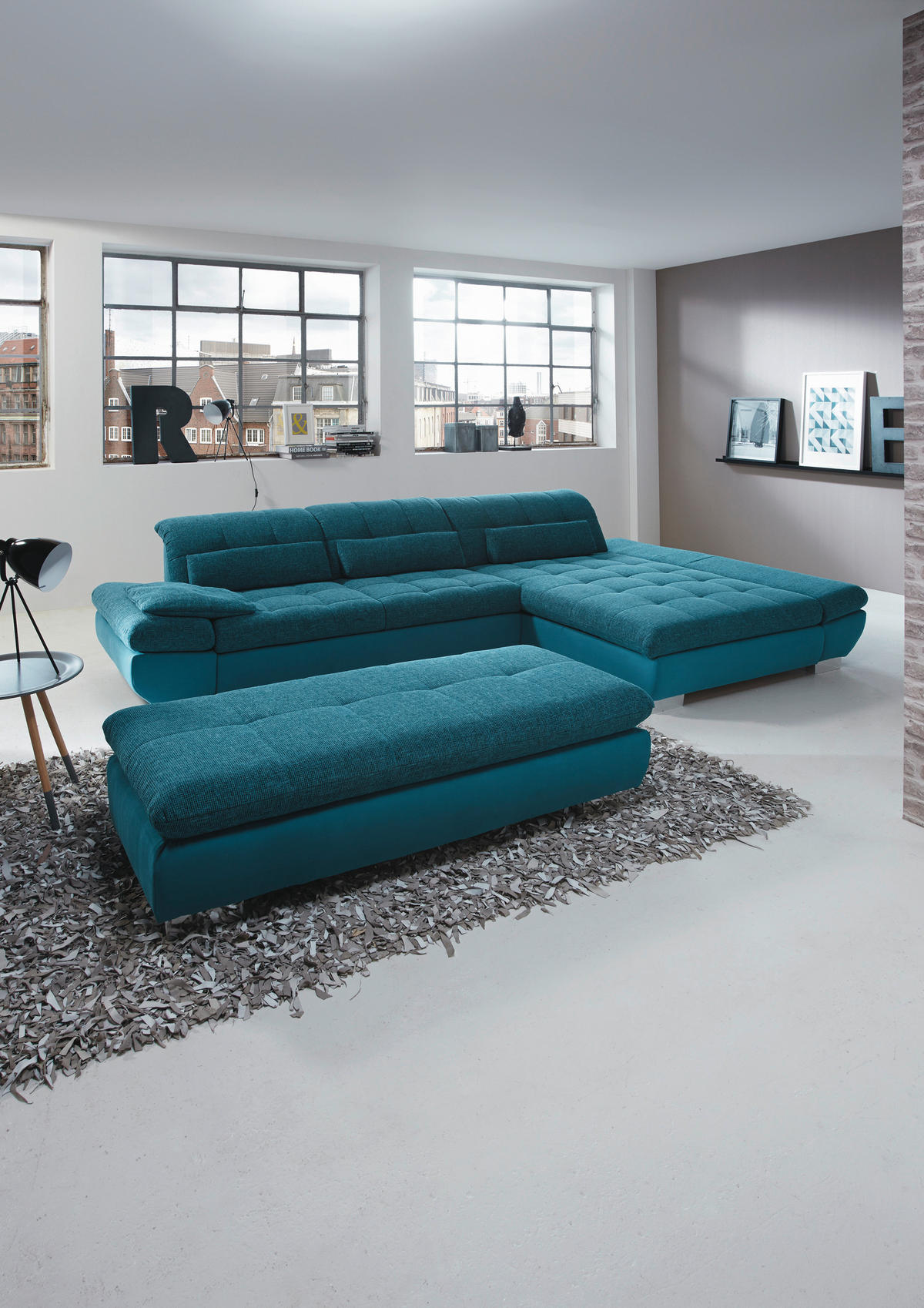 SJEDEĆA GARNITURA tekstil  tirkizna   - tirkizna/boje kroma, Design, tekstil/plastika (341/204cm) - Xora