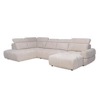 KOTNA SEDEŽNA GARNITURA, šenilja bež  - črna/bež, Design, umetna masa/tekstil (223/358/183cm) - Welnova