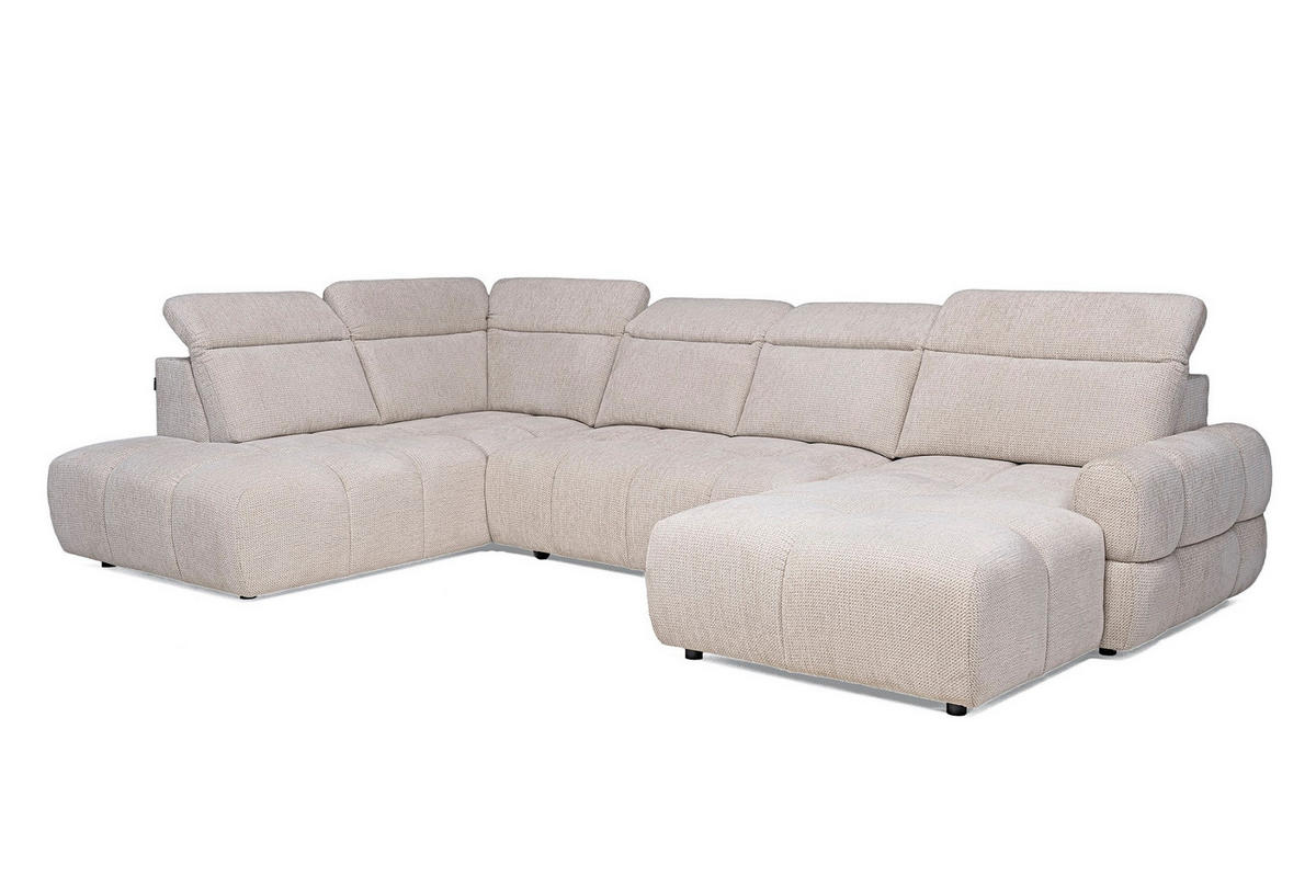 SAROKKANAPÉ textil bézs  - bézs/fekete, Design, műanyag/textil (223/358/183cm) - Welnova