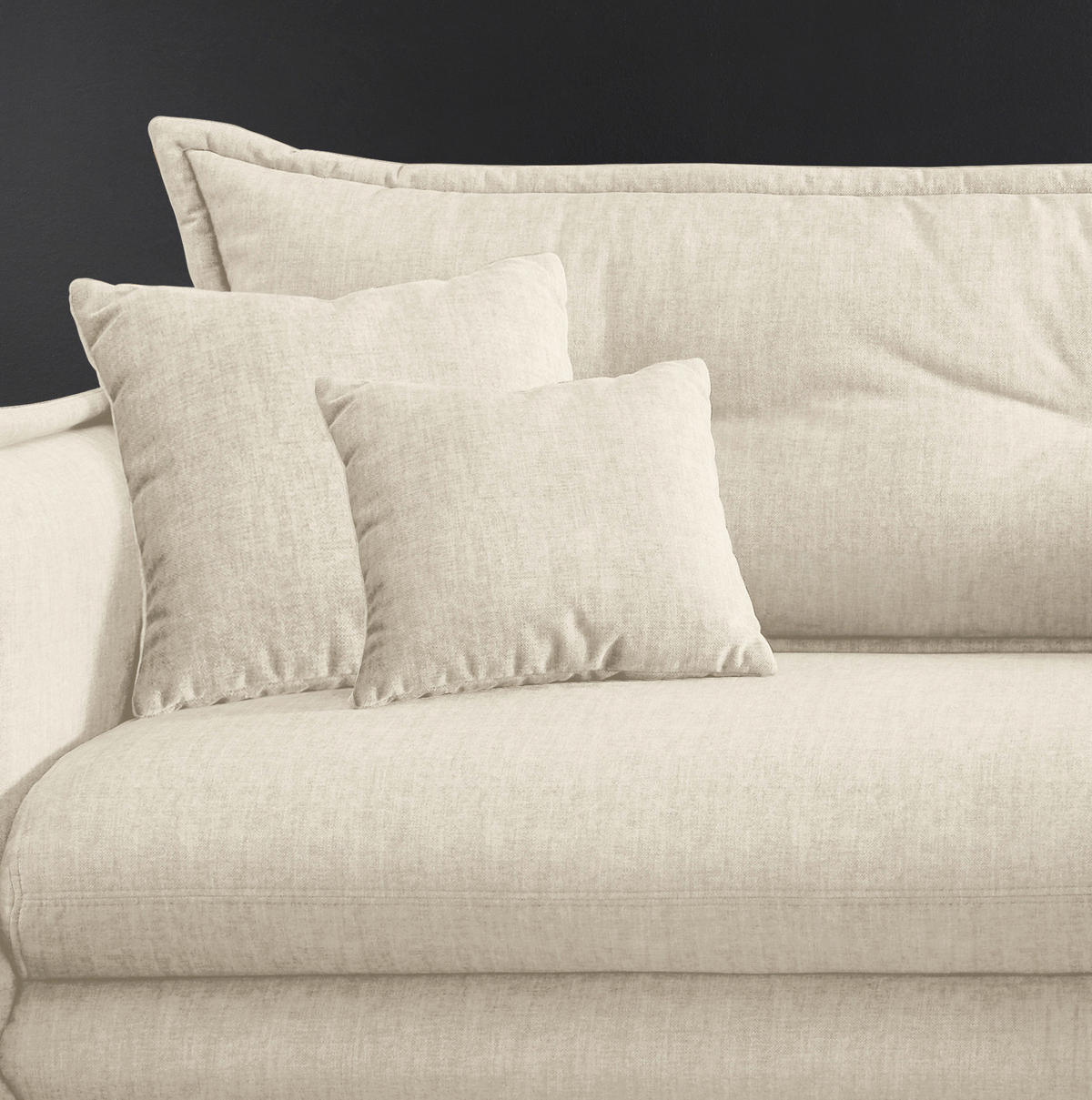 ECKSOFA in Velours Beige  255/180 cm  - Beige/Schwarz, MODERN, Textil/Metall (255/180cm) - Livetastic