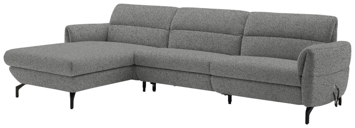ECKSOFA Grau Chenille  - Schwarz/Grau, Design, Textil/Metall (187/299cm) - Schöner Wohnen