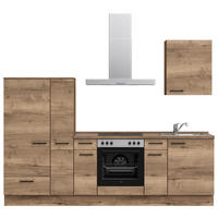 KÜCHENBLOCK 270 cm   in Eiche dunkel  - Eiche dunkel/Eichefarben, MODERN, Holzwerkstoff/Metall (270cm) - Nobilia