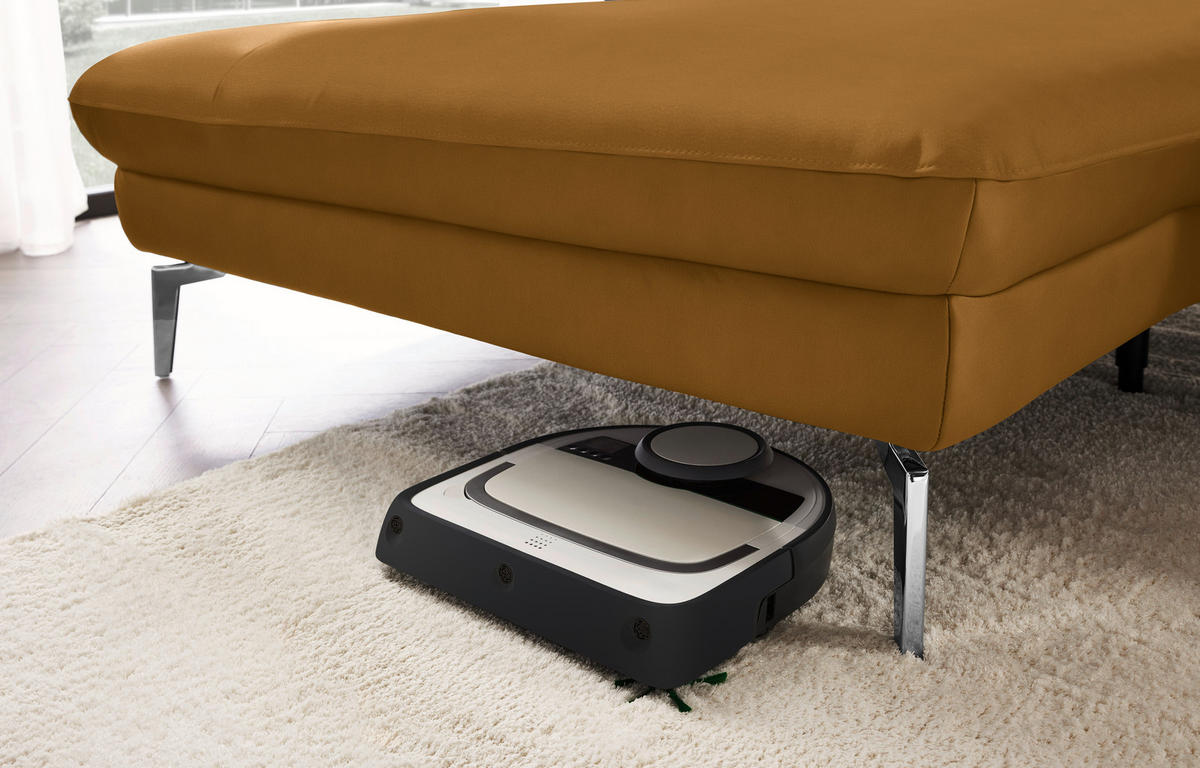 ECKSOFA in Echtleder Currygelb  - Currygelb/Schwarz, Design, Leder/Metall (157/325cm) - Dieter Knoll