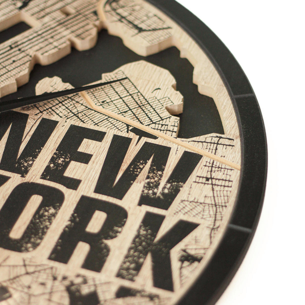 WANDUHR - Schwarz, Eichefarben  - Eichefarben/Schwarz, Basics, Holz/Kunststoff (57cm)