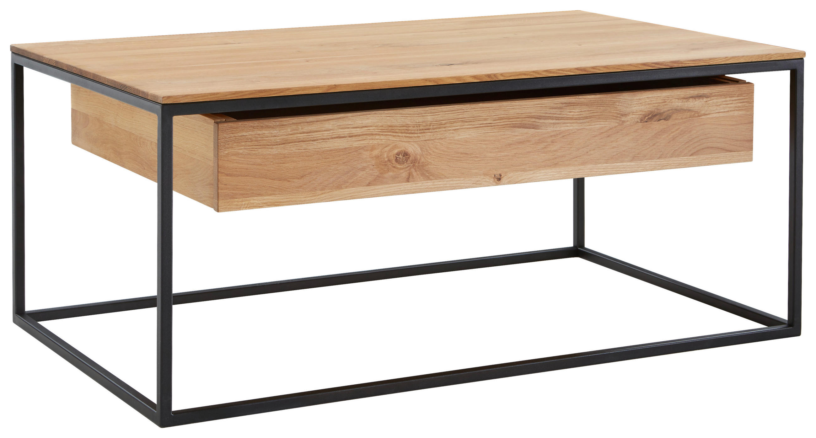 COUCHTISCH in Holz 100/60/41,5 cm  - Eichefarben/Schwarz, Design, Holz/Metall (100/60/41,5cm) - Novel