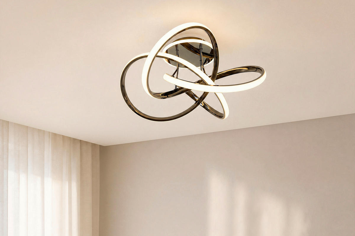 LED-DECKENLEUCHTE Bandol 65/34,5 cm   - Schwarzchrom, Design, Kunststoff/Metall (65/34,5cm)