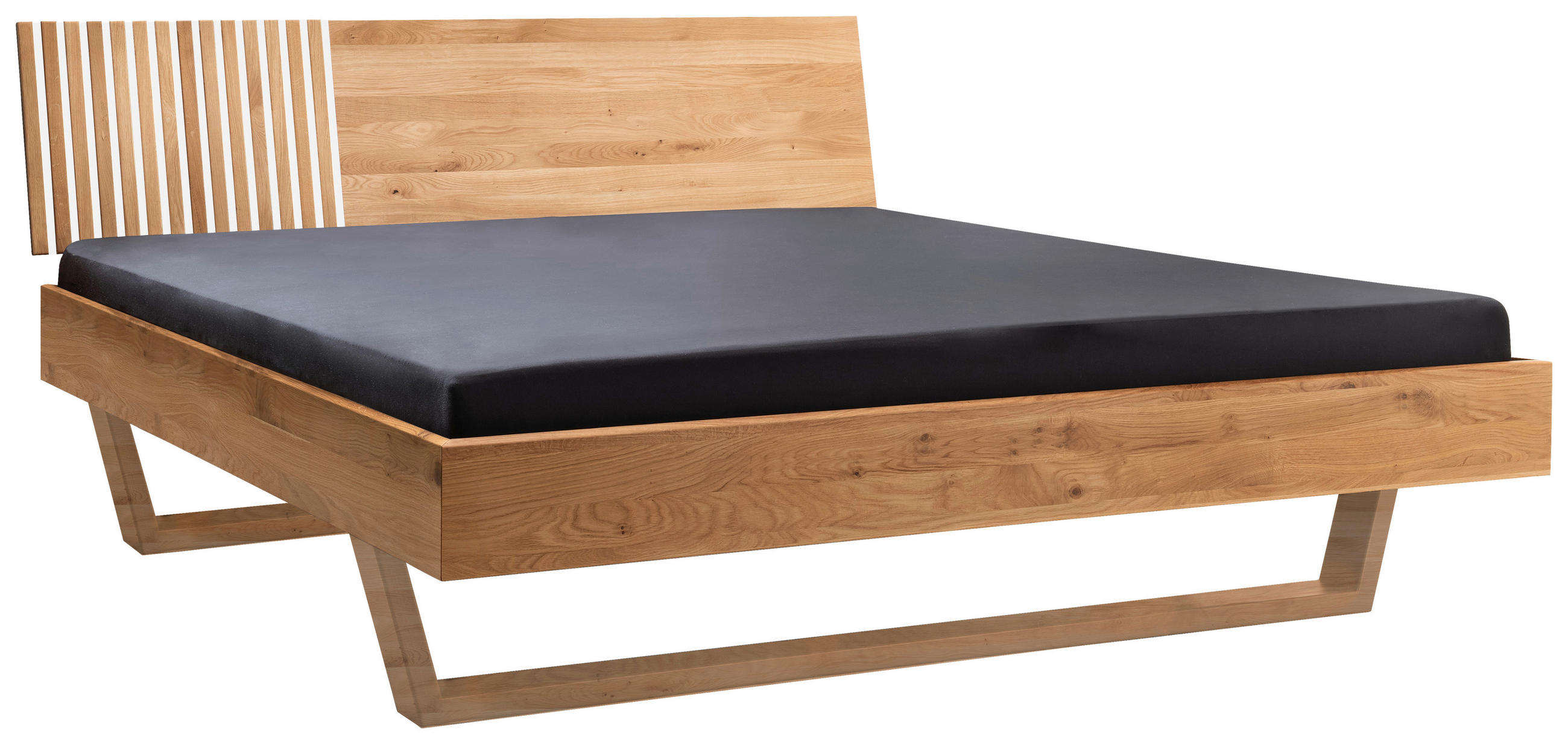 BETT 160/200 cm  in Weiß, Eichefarben  - Eichefarben/Weiß, Design, Holz (160/200cm) - Linea Natura