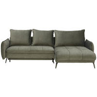 ECKSOFA in Flachgewebe Olivgrün  273/180 cm  - Schwarz/Olivgrün, Design, Textil/Metall (273/180cm) - Hom`in