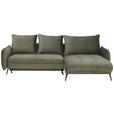 ECKSOFA in Flachgewebe Olivgrün  273/180 cm  - Schwarz/Olivgrün, Design, Textil/Metall (273/180cm) - Hom`in