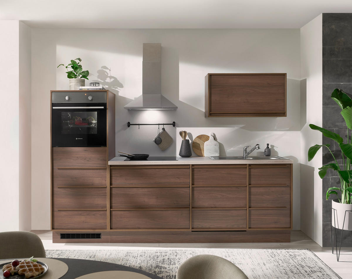 KÜCHENBLOCK 264 cm   in Nussbaumfarben  - Beige/Nussbaumfarben, Trend, Holzwerkstoff/Kunststoff (264cm) - P & B