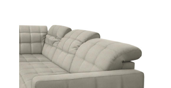 ECKSOFA in Webstoff Ecru 297/216 cm - Ecru/Schwarz, Design, Holz/Textil (297/216cm) - Xora