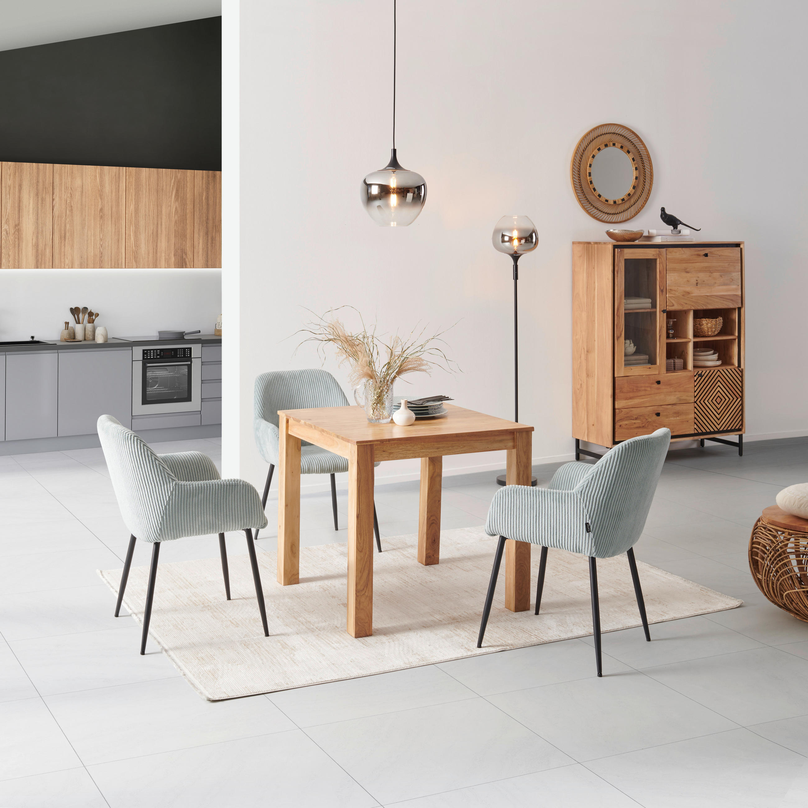 ESSTISCH in Holz, Metall  - Akaziefarben, KONVENTIONELL, Holz/Metall (80/76/80cm) - MID.YOU