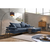 ECKSOFA PRATO Dunkelblau Webstoff  - Schwarz/Dunkelblau, MODERN, Textil/Metall (292/176cm) - MID.YOU