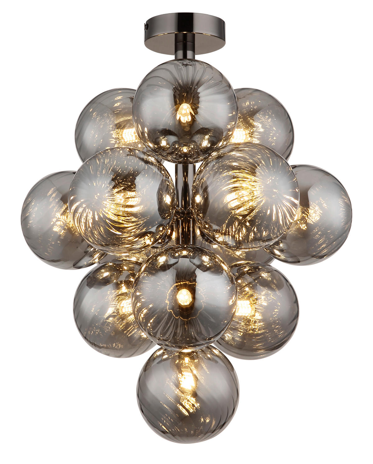 DECKENLEUCHTE  39,5/50 cm    - Schwarzchrom/Grau, Design, Glas/Metall (39,5/50cm) - Globo