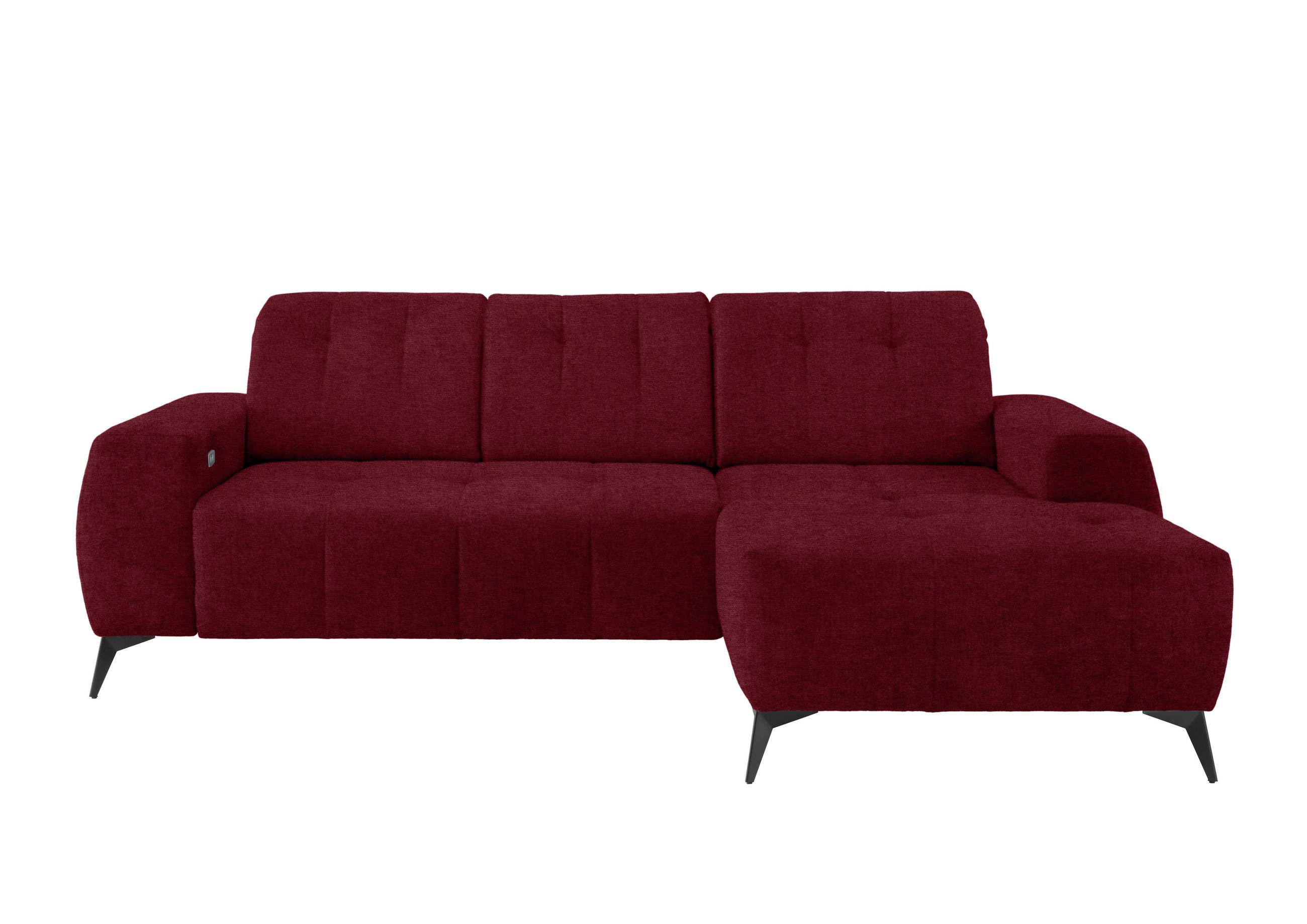 ECKSOFA  in Mikrofaser Bordeaux  258/180 cm  - Bordeaux/Schwarz, MODERN, Textil/Metall (258/180cm) - Livetastic