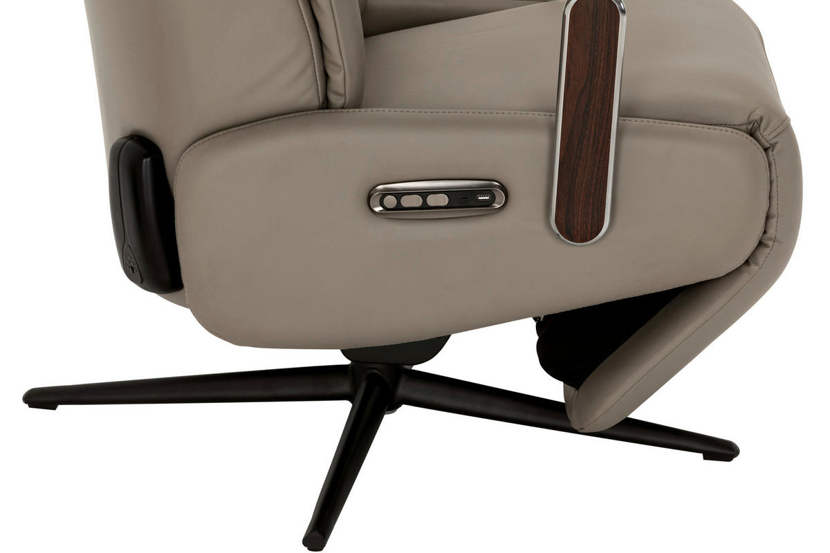 RELAXSESSEL Lederlook Echtleder    - Taupe/Schwarz, KONVENTIONELL, Leder/Textil (73/116/84cm) - Livetastic