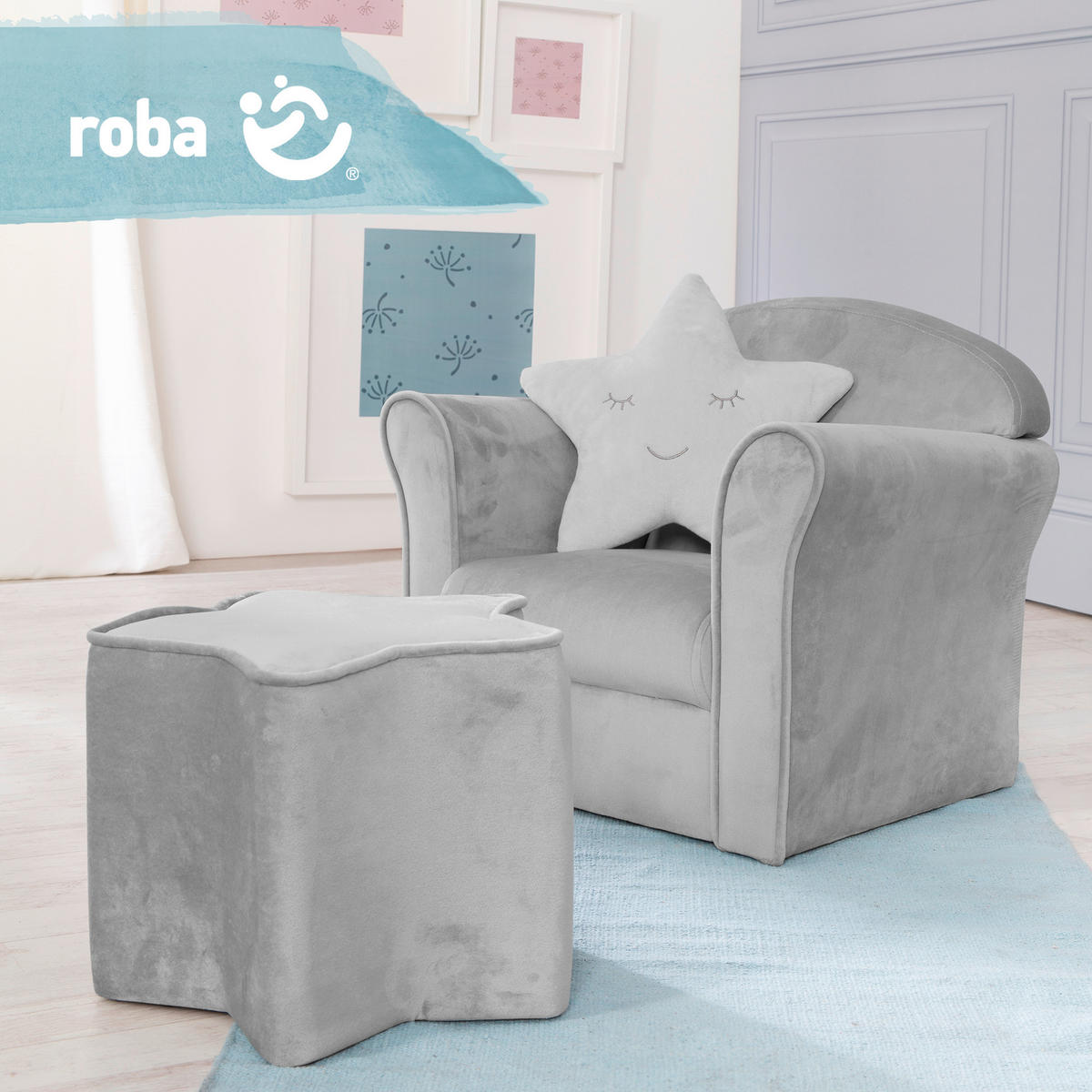 KINDERSESSEL - Silberfarben/Grau, Basics, Textil (49/43/39cm) - Roba