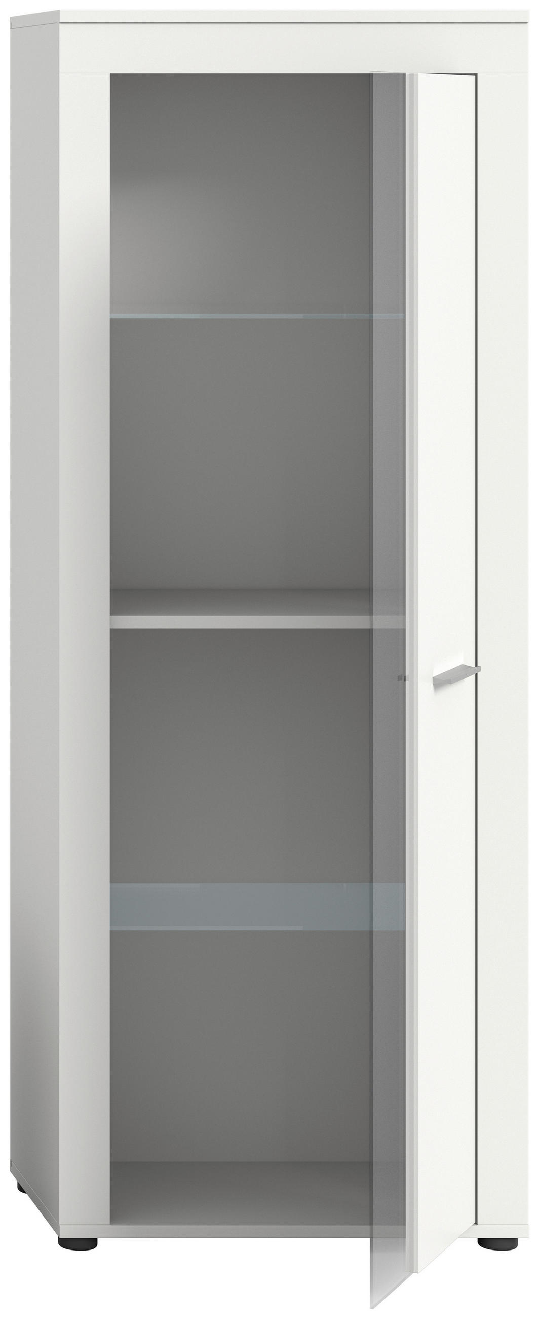 VITRINE in Weiß  - Silberfarben/Schwarz, Design, Glas/Holzwerkstoff (60/159/35cm) - MID.YOU