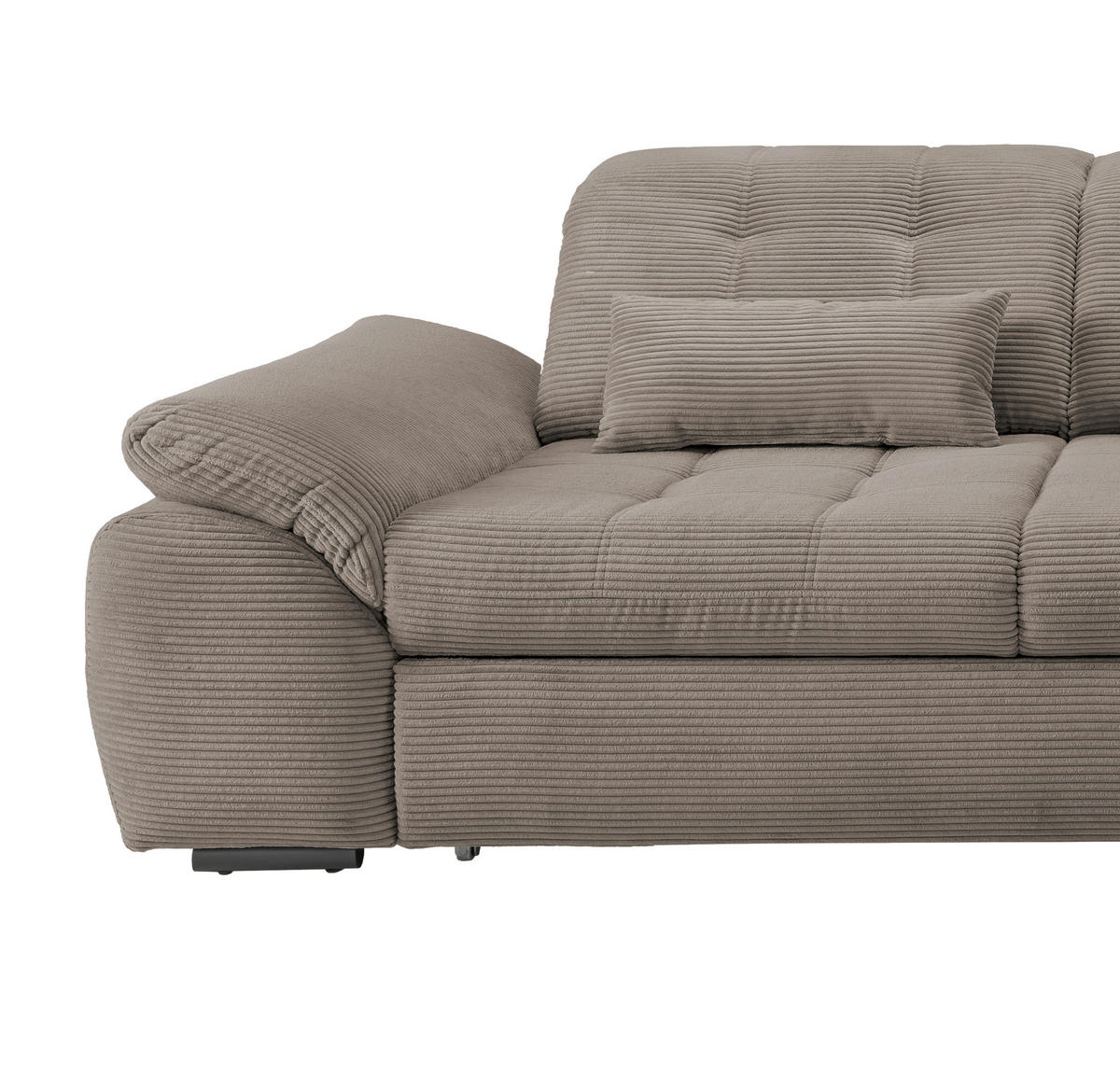 ECKSOFA in Cord Graubraun  - Graubraun/Schwarz, Modern, Textil/Metall (314/184cm) - Livetastic