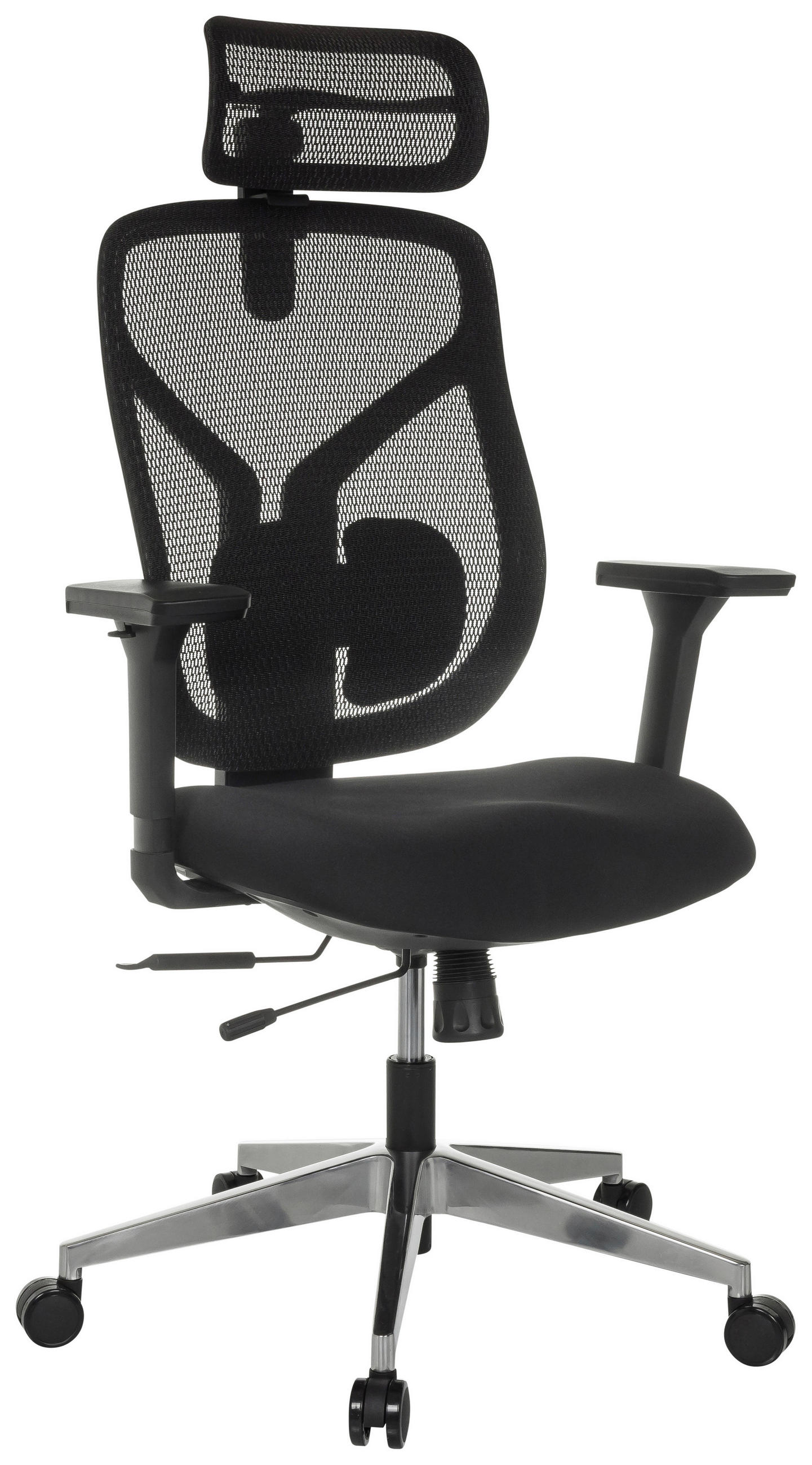 DREHSTUHL  in Schwarz  - Silberfarben/Schwarz, MODERN, Kunststoff/Textil (70/123 - 146/65cm) - MID.YOU