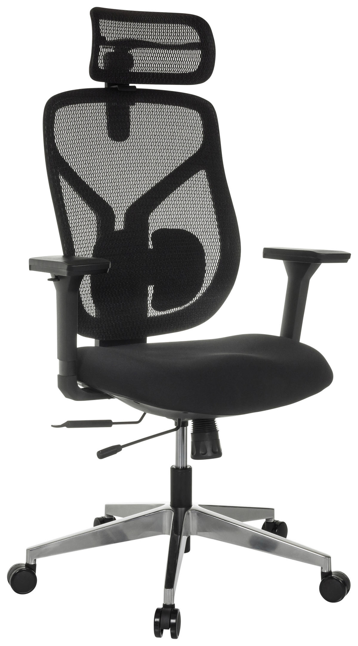 SNURRSTOL  i svart  - silver/svart, Modern, metall/textil (70/123 - 146/65cm) - MID.YOU