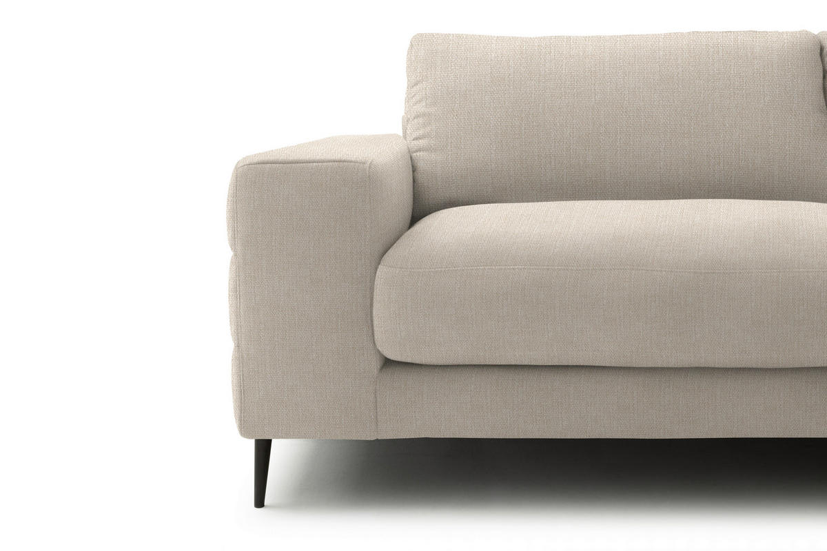 ECKSOFA in Flachgewebe Beige  253/177 cm  - Beige/Schwarz, Design, Textil/Metall (253/177cm) - Dieter Knoll