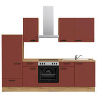 KÜCHENLEERBLOCK 270 cm   in Rot, Eichefarben  - Eichefarben/Rot, MODERN, Holzwerkstoff/Metall (270cm) - Nobilia