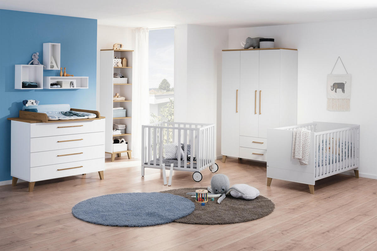 BABYKLEIDERSCHRANK Oscar Weiß, Eichefarben  - Eichefarben/Weiß, Basics, Holz/Holzwerkstoff (123,5/206/55,9cm) - Paidi