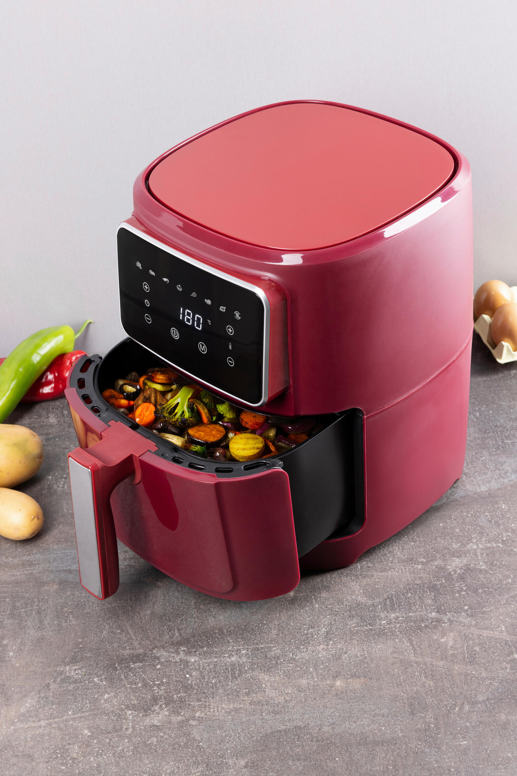 HEIßLUFTFRITTEUSE 6.9 L  - Rot, Basics, Kunststoff (6.9l)