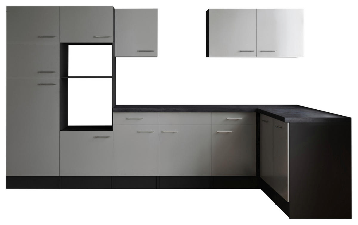 ECKKÜCHE 340/172 cm  in Grau, Weiß  - Silberfarben/Weiß, Design, Holzwerkstoff/Metall (340/172cm) - Respekta