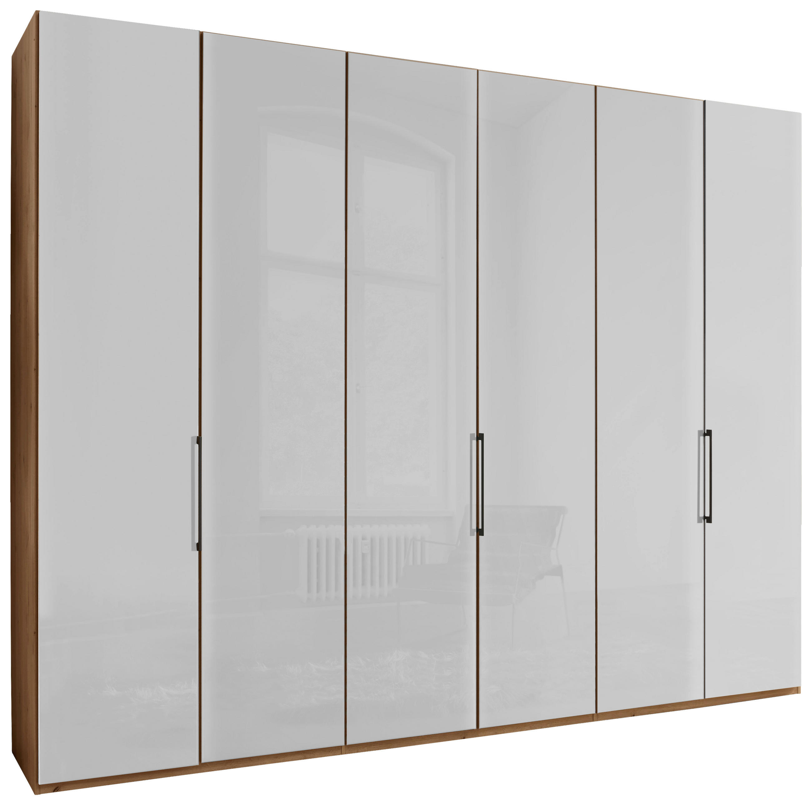 CSUKLÓAJTÓS SZEKRÉNY fehér, Bianco tölgy  - Bianco tölgy/palaszürke, Konventionell, faalapú anyag/üveg (300/216/58cm) - Dieter Knoll