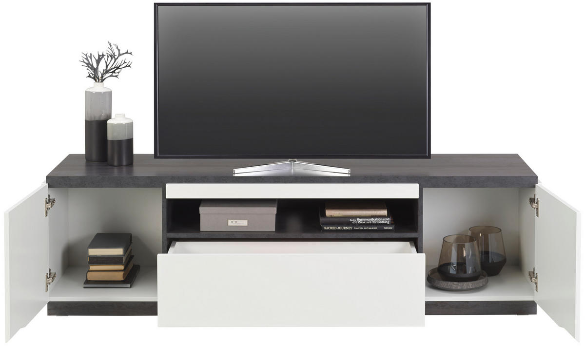 TV-ELEMENT bela, temno siva  - temno siva/bela, Design, leseni material (170/41,5/47cm) - Carryhome