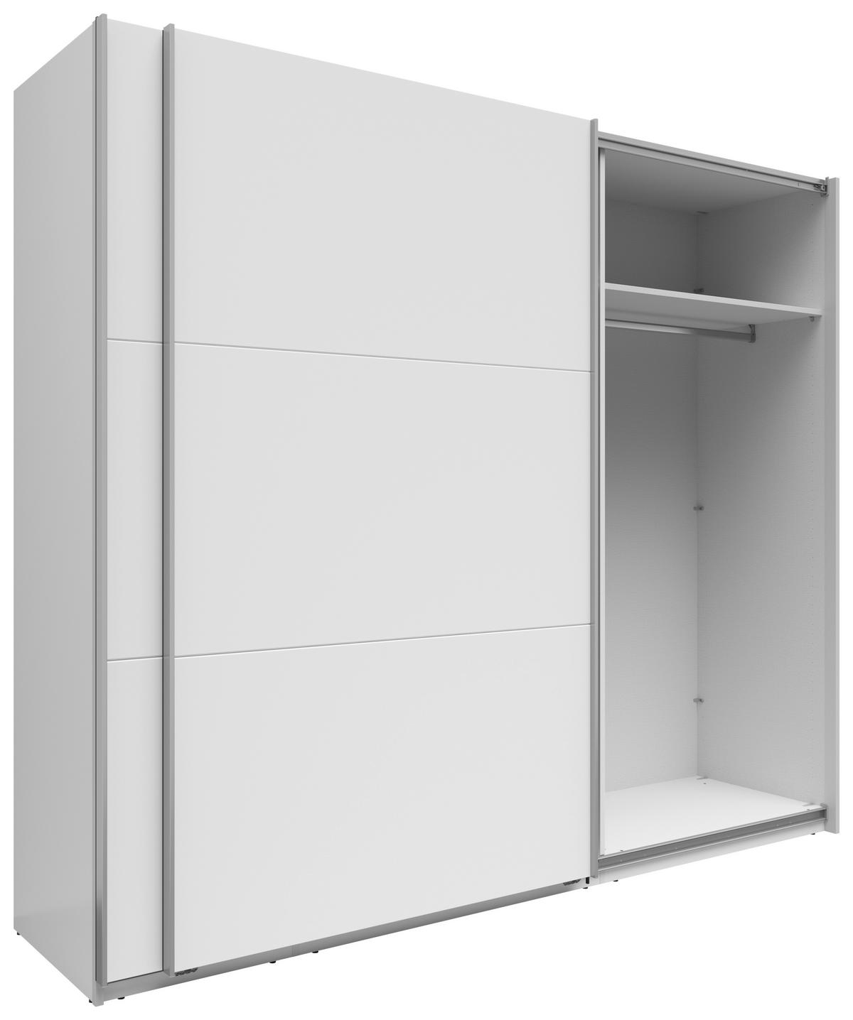 SCHWEBETÜRENSCHRANK 250/216/64 cm 2-türig Weiß  - Silberfarben/Weiß, Basics, Holzwerkstoff/Metall (250/216/64cm) - Boxxx