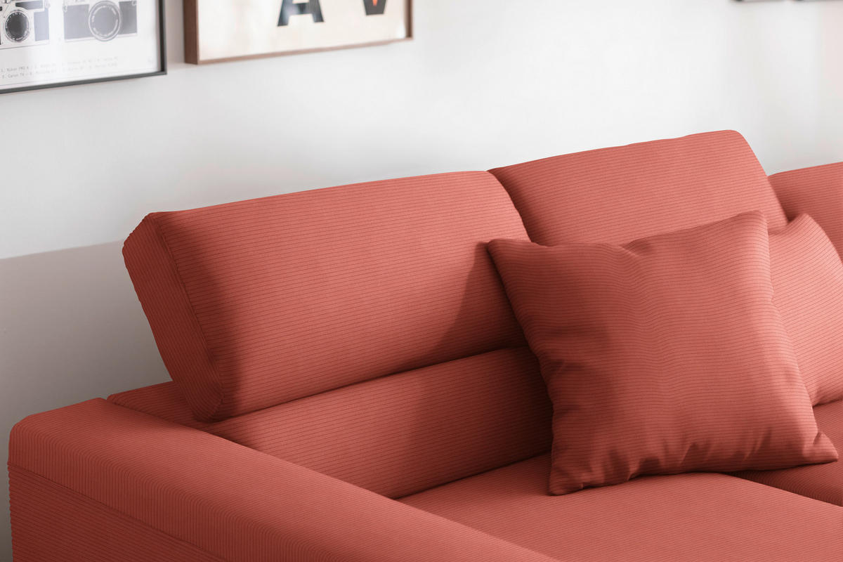 ECKSOFA  in Cord Koralle  215-217/293 cm  - Koralle/Schwarz, Design, Textil/Metall (215-217/293cm) - Schöner Wohnen