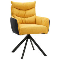 ARMLEHNSTUHL  in Eisen Webstoff, Leinenoptik  - Gelb/Schwarz, Design, Textil/Metall (59/91/66cm) - Hom`in