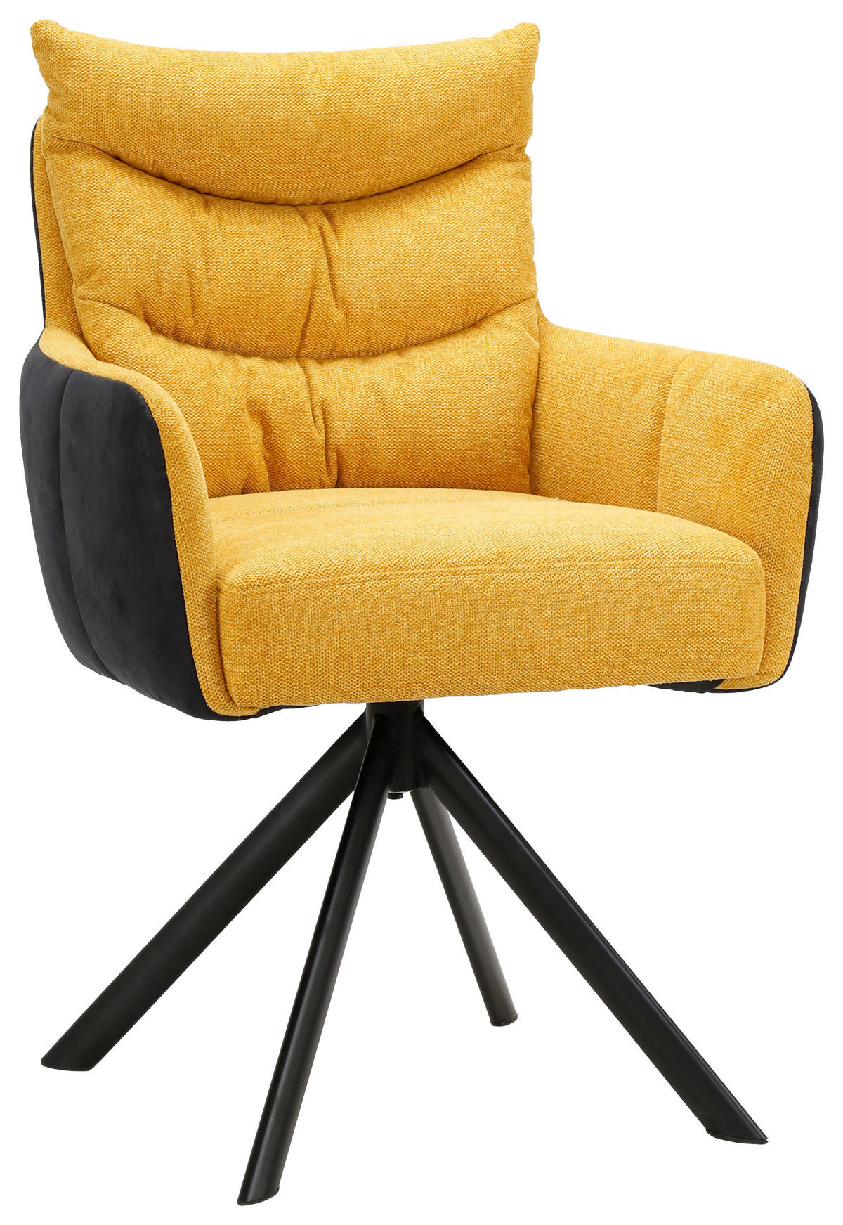 ARMLEHNSTUHL  in Eisen Webstoff, Leinenoptik  - Gelb/Schwarz, Design, Textil/Metall (59/91/66cm) - Hom`in