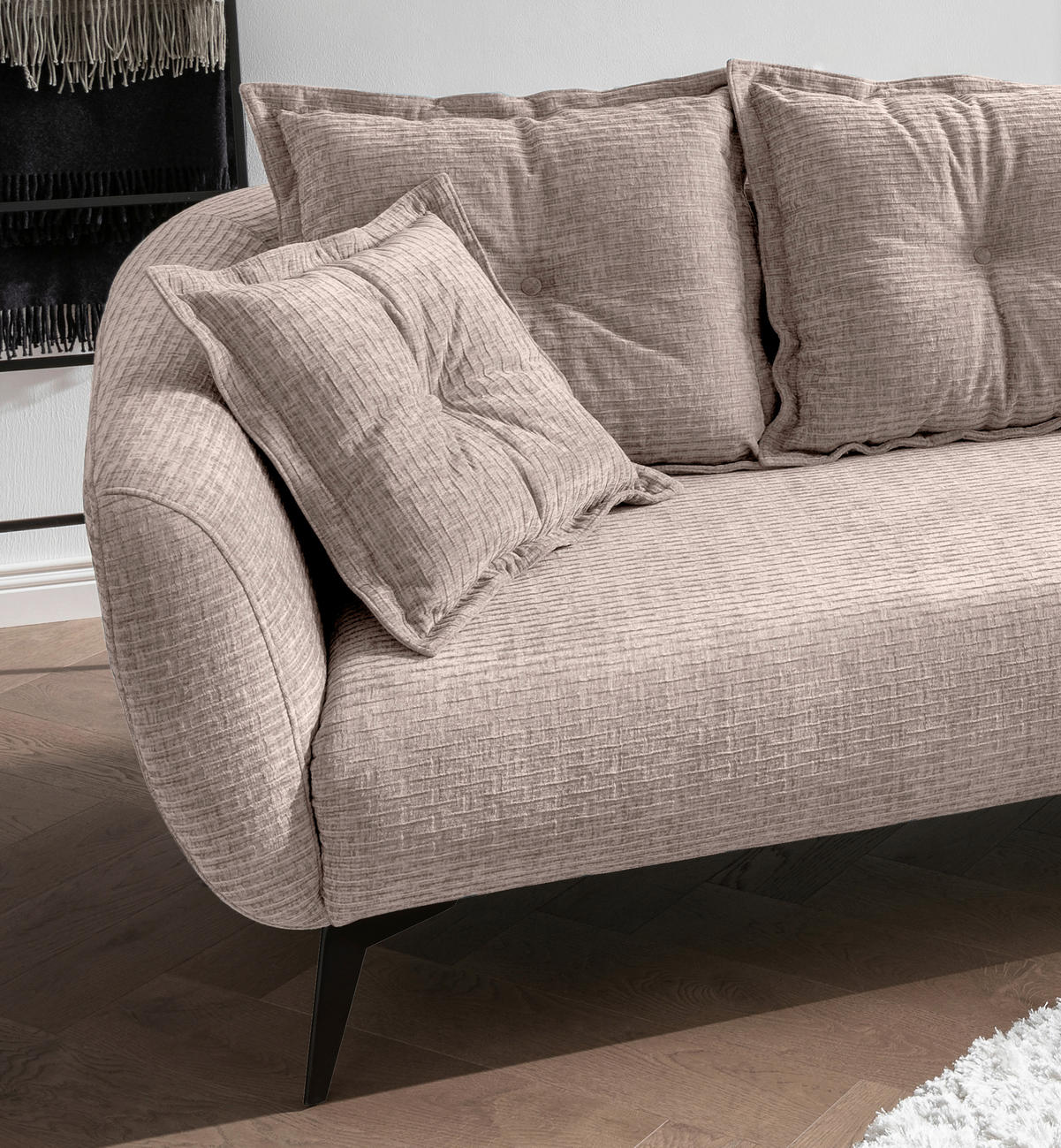 ECKSOFA in Mikrofaser Beige  - Beige/Schwarz, Modern, Textil/Metall (277/162cm) - Livetastic