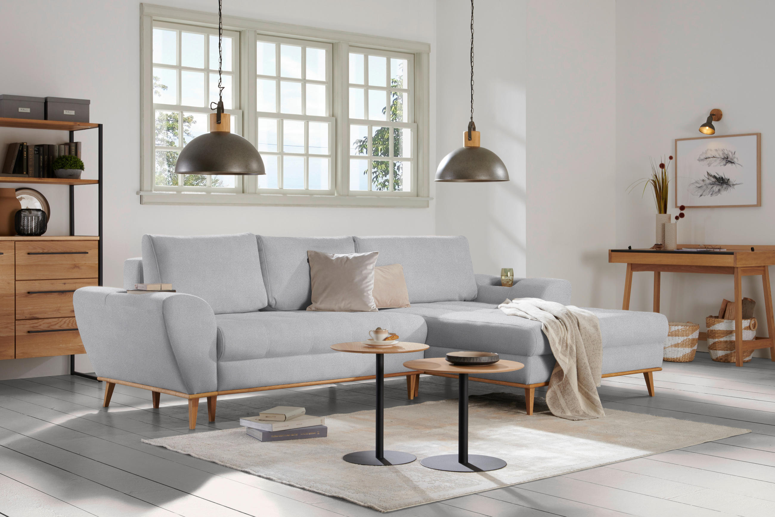 HÖRNSOFFA i vävt tyg silver  - silver/ekfärgad, Design, trä/textil (282/175cm) - Livetastic