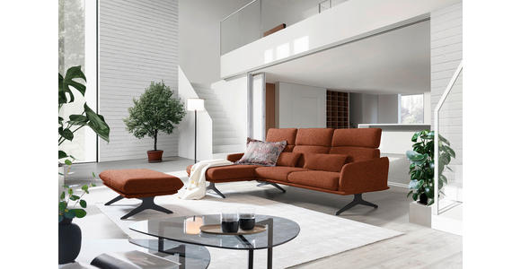 ECKSOFA in Flachgewebe Rostfarben 152/259 cm - Rostfarben/Schwarz, Design, Textil/Metall (152/259cm) - Dieter Knoll