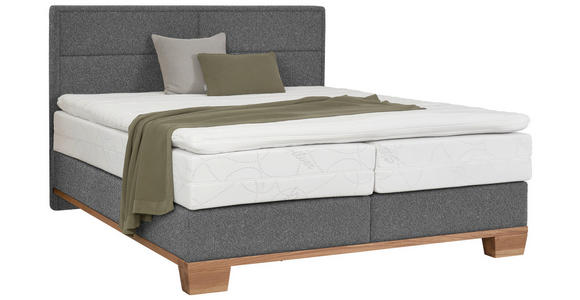 BOXSPRINGBETT 160/200 cm  in Eichefarben, Grau  - Eichefarben/Grau, Natur, Holz/Textil (160/200cm) - Valnatura