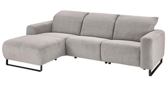 ECKSOFA in Cord Grau  - Schwarz/Grau, KONVENTIONELL, Textil/Metall (180/266cm) - Hom`in